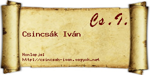 Csincsák Iván névjegykártya